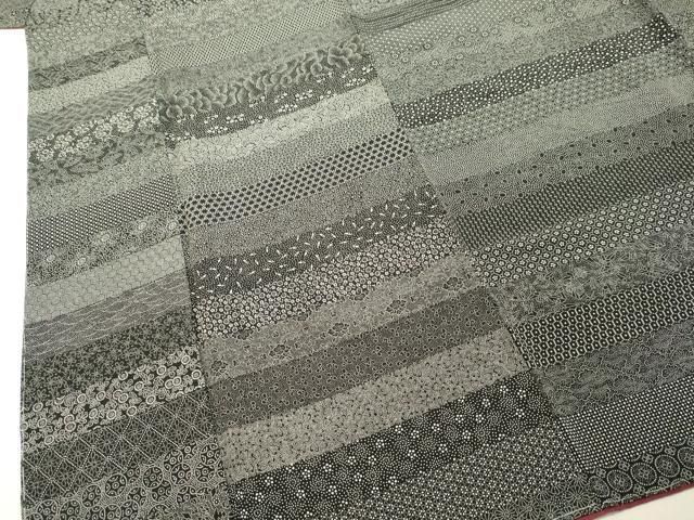 平和屋着物●伝統工芸士　染谷梅治　江戸小紋　百柄　横段花文　黒地　さが美扱い　正絹　逸品　未使用　DAAR4406tw 平和屋着物○伝統工芸士 染谷梅治 江戸小紋 百柄 横段花文 黒地 さが美