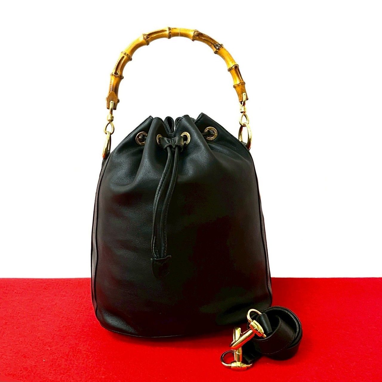 美品　Gucci グッチ　オールドグッチ　バンブー　2way レザー GUCCI（グッチ） 外超美品 ヴィンテージ オールドグッチ バンブー 2WAY