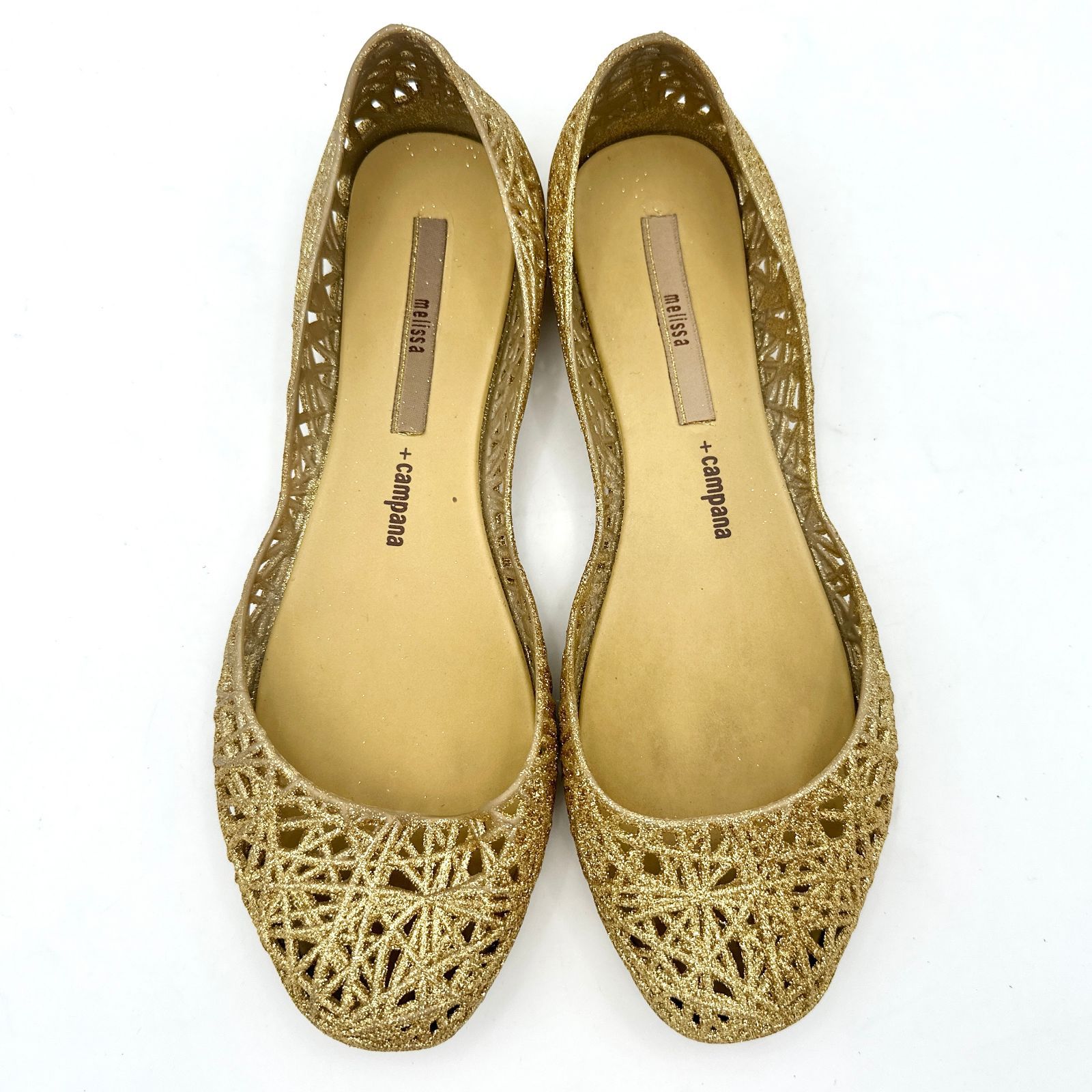 メリッサ カンパーナ グリッター フラットシューズ ゴールド　24センチ メリッサ melissa Campana Papel （GOLD GLITTER
