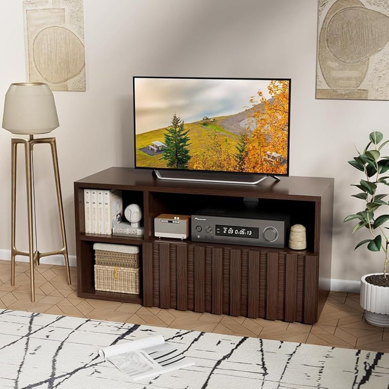 Anbuy 26-32型推奨 テレビ台 テレビボード ローボード 幅74cm 奥行29cm 高さ35cm 24型 32型 ウォールナットブラウン 収納 ボックス オープン 木製 収納棚 扉付き 壁寄せ 棚付き 引出付き 小型テレビ対応 組み立て 1