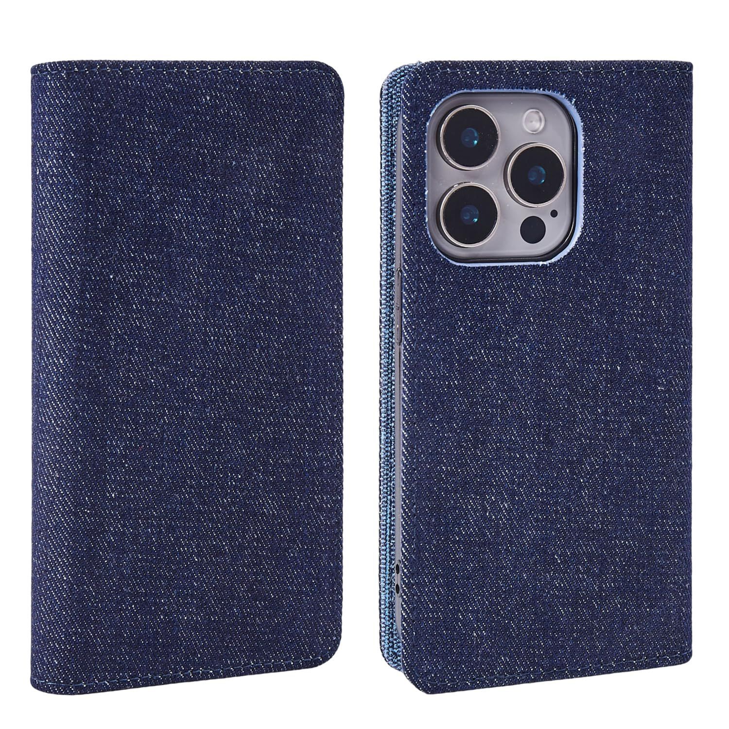 デニム素材｜磁石式フラップu0026財布機能 横向きスタンド搭載 超軽量・肌なじみ