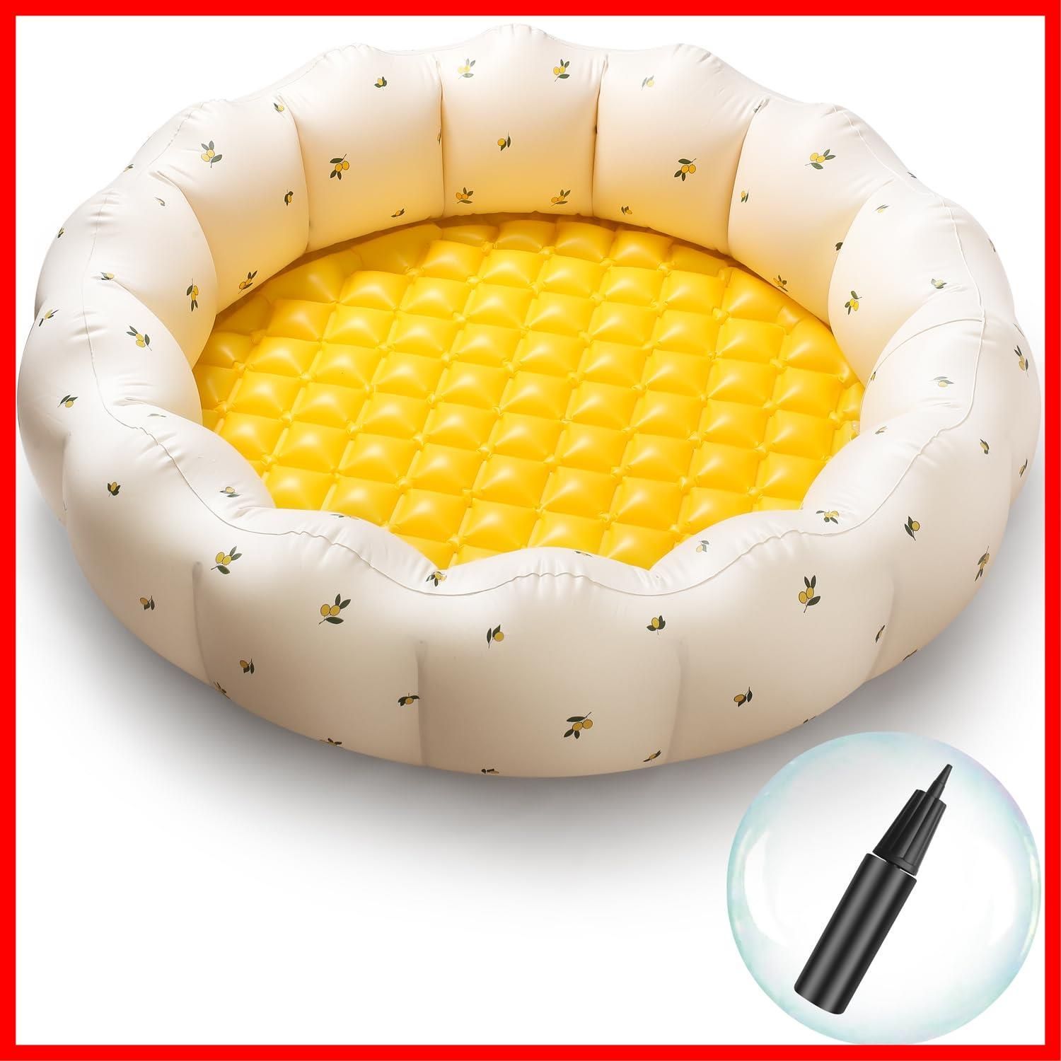 水遊び 赤ちゃんプール 底エアクッション付き プール 直径100×高さ25cm 子供 】ビニールプール ベランダOK プール【新登場/限定おしゃれなふわふわプール