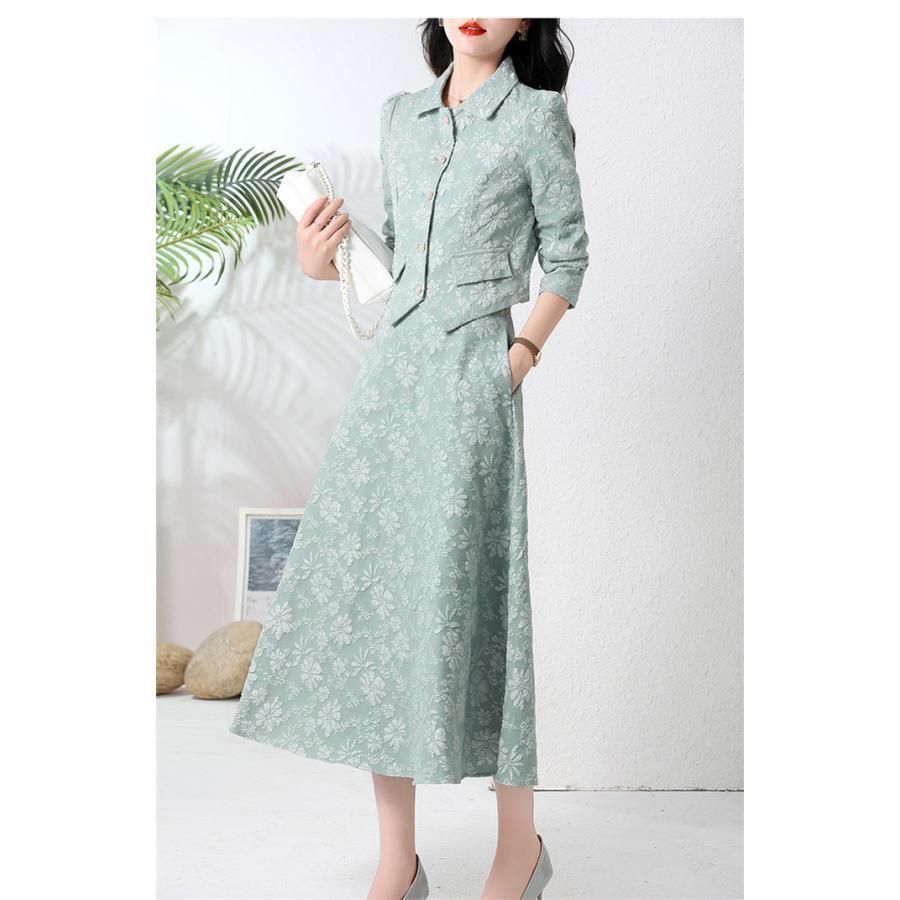 美品♡n♥line　セットアップ　スーツ　ジャケット　スカート　13号　XL n-line Precious 台形スカート 13号 紺ストライプの通販 by ねこ