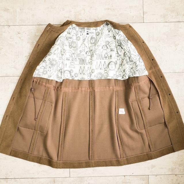 ピッコーネ ☆ カシミヤ ウール ノーカラー ロングコート 38 日本製