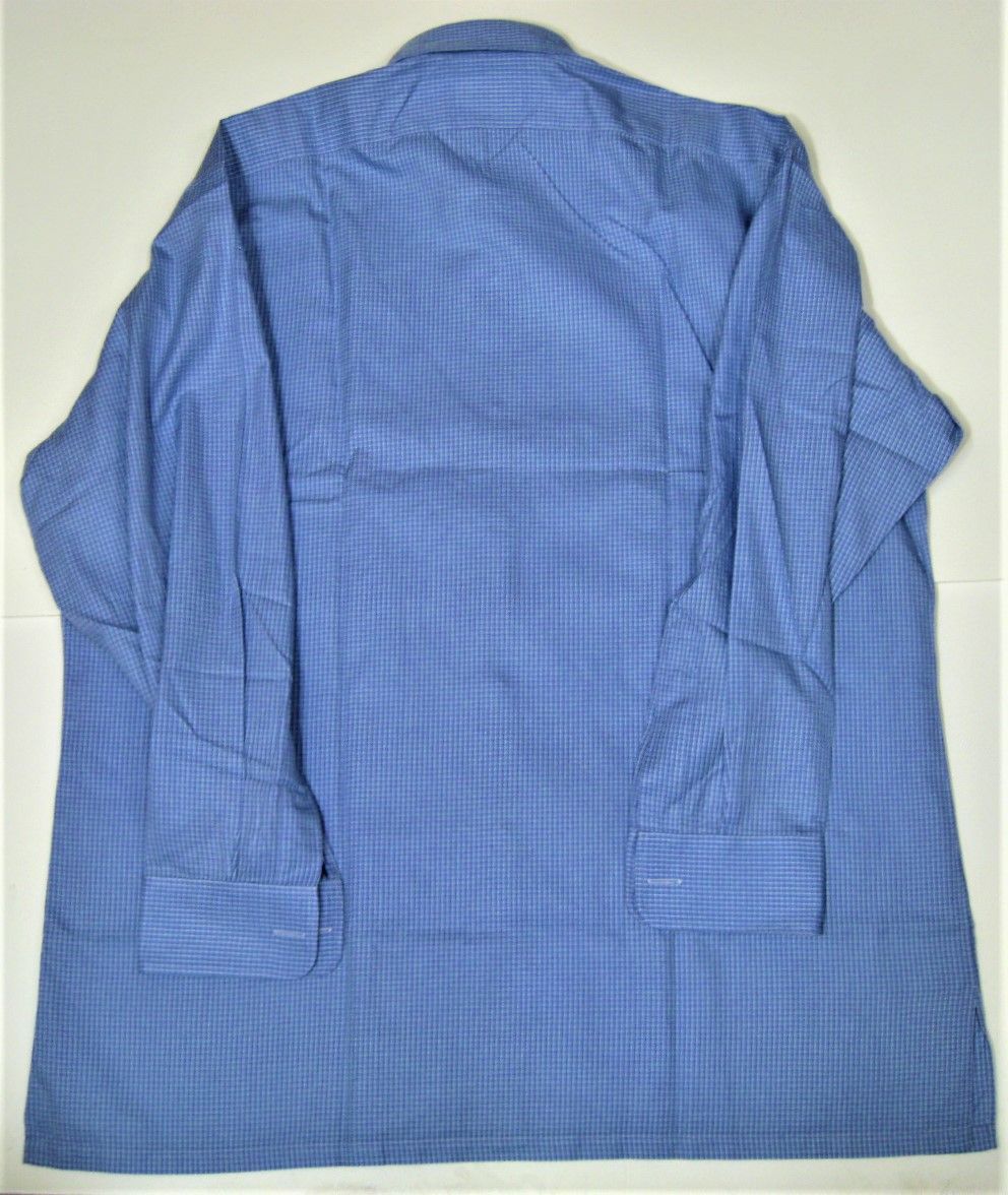 極美品 日本橋三越フランス製シャルベCharvetシャツ ブルー・白 格子43 