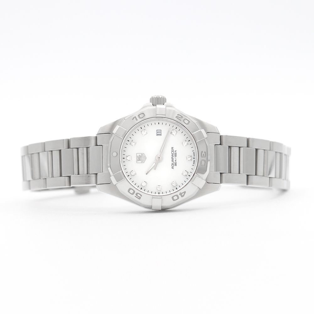 電池交換済 TAG Heuer タグホイヤー アクアレーサー 11Pダイヤ WAY1413 デイト 300m防水 ダイヤモンド ホワイトシェル SS ステンレス レディース クォーツ【6ヶ月保証】【腕時計】【中古】 楽天市場】電池交換済 TAG Heuer タグホイヤー アクアレーサー 11P