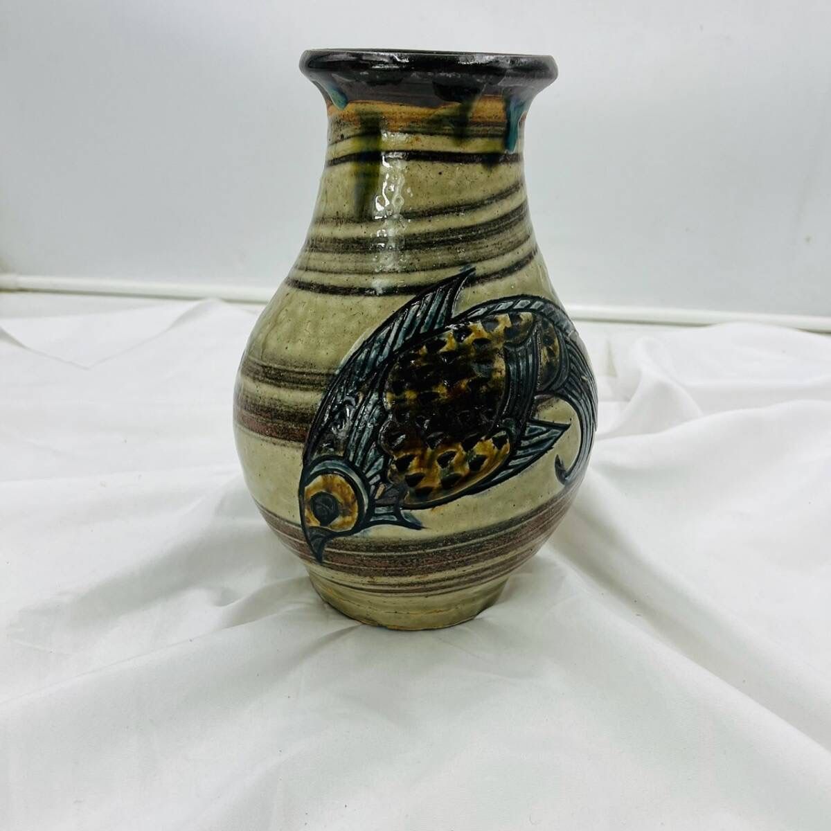 ❗️✨貴重作品✨❗️】沖縄やちむん 金城敏男 壺 魚紋 伝統工芸