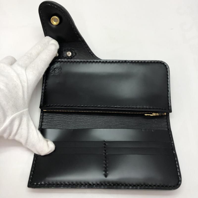 中古】ビーズ屋公ちゃん コードバン ロングウォレット 黒[91