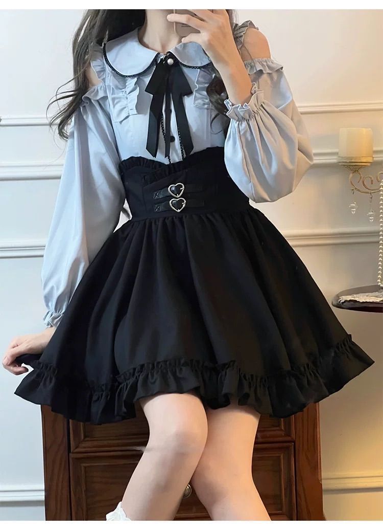 セット ブラウス 量産型 地雷系 スカート サブカル 服 ワンピース 天使界隈 水色界隈 ロリィタ 長袖 コスプレ セットアップ