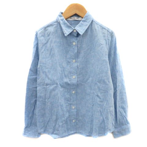 colony clothing コロニー クロージング リネン 長袖シャツ L 青