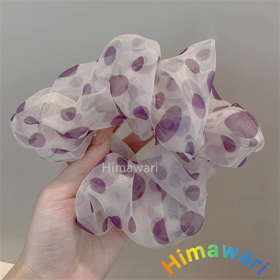 シュシュ 2個セット ヘアゴム 淡いパープル 薄手オーガンジ 重ね付け