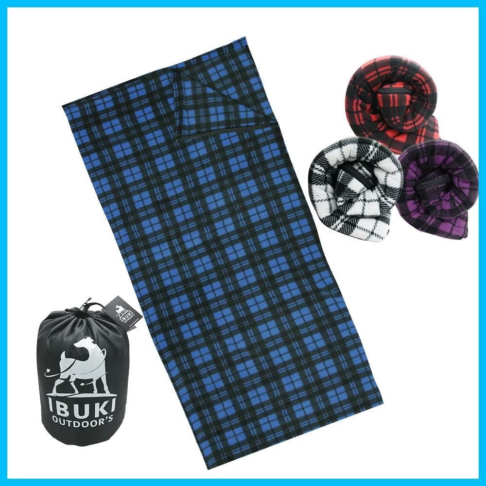 キャンプ 封筒型 大判サイズ アウトドア 洗える 車中泊 ブランケット 毛布 登山 厚手フリース 防災用 インナーシュラフ OUTDOOR S 寝袋 ブルー IBUKI