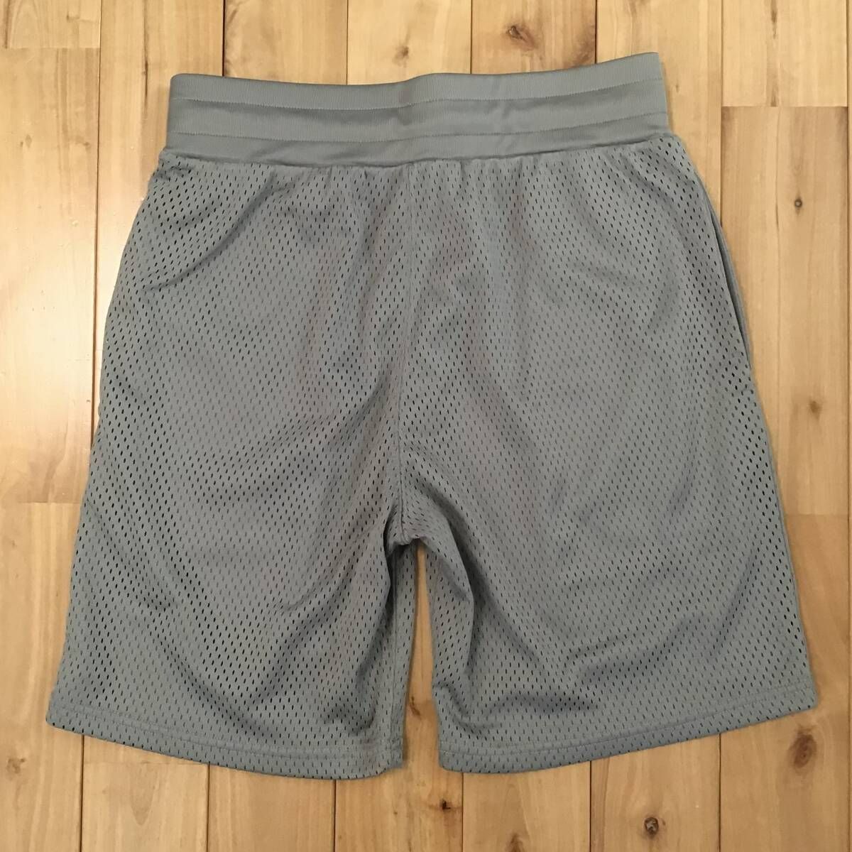BAPE LOGO メッシュ ハーフパンツ Sサイズ グレー a bathing ape mesh