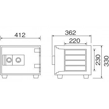 ダイヤセーフ 家庭用耐火金庫 2キータイプ 2キーロック DW30-4