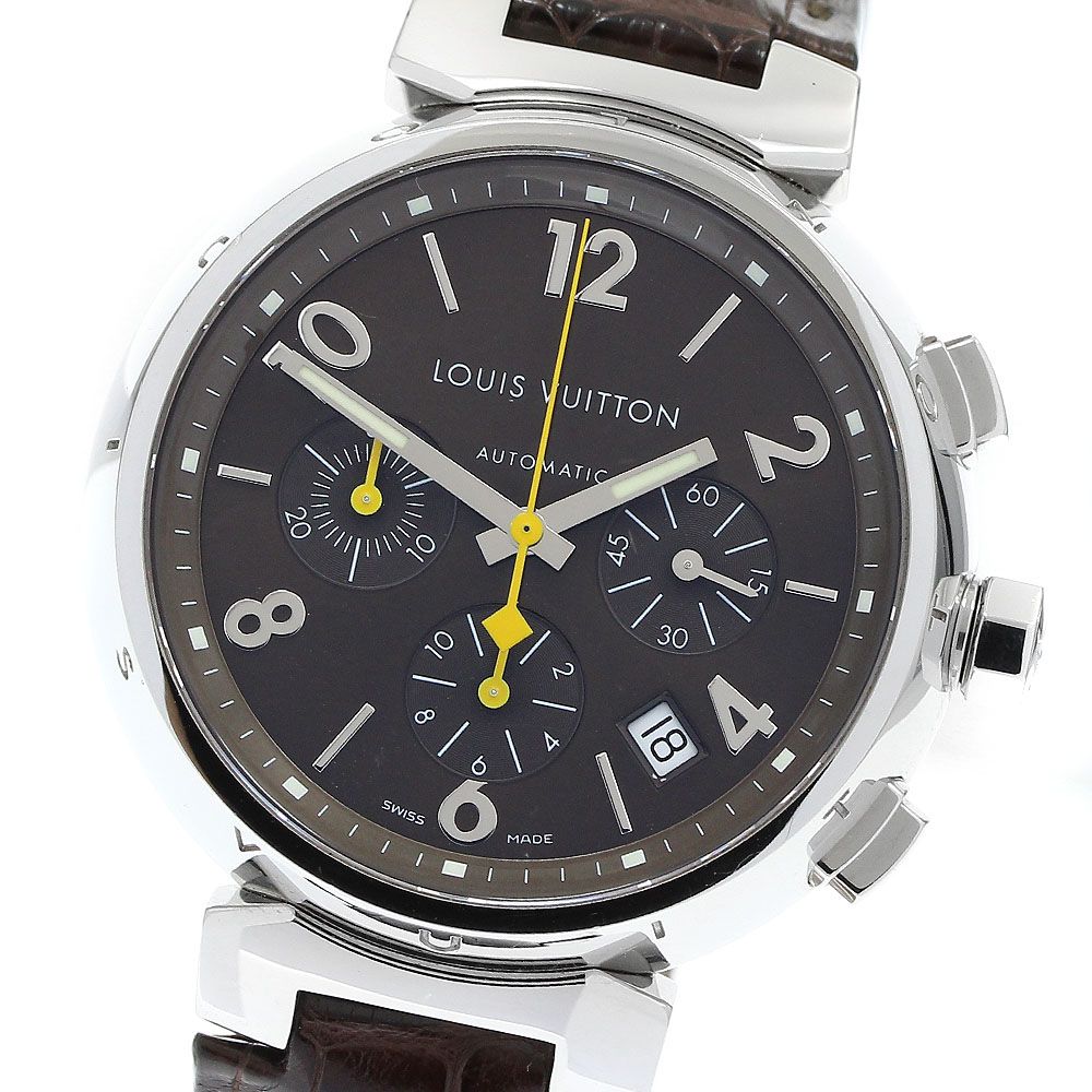 ルイ ヴィトン LOUIS VUITTON Q1121 タンブール デイト クロノグラフ 自動巻き メンズ保証書付き_906783