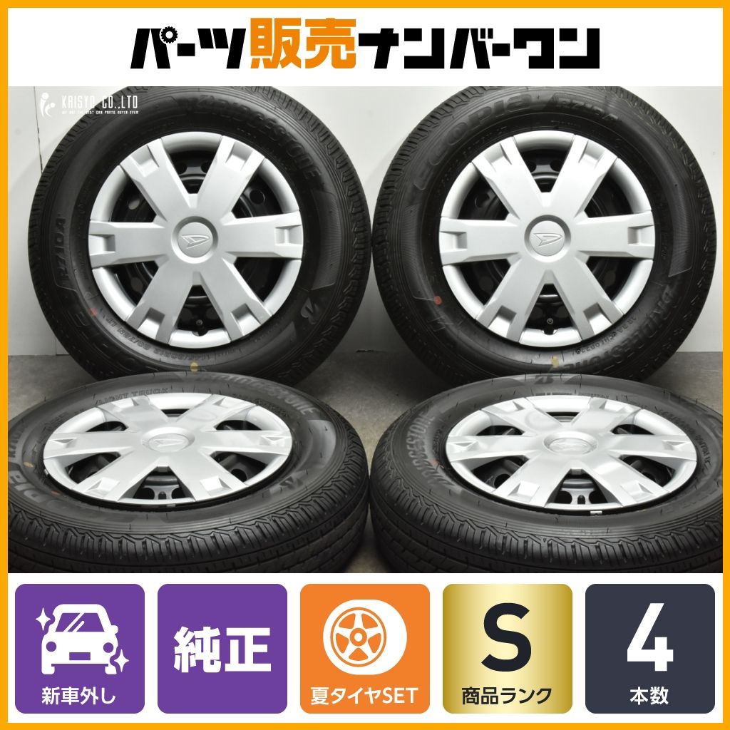 【新車外し品】ダイハツ ハイゼットカーゴ 純正 12in 4J +40 PCD100 ブリヂストン エコピア R710A 145/80R12 LT 交換用 バリ溝 美品