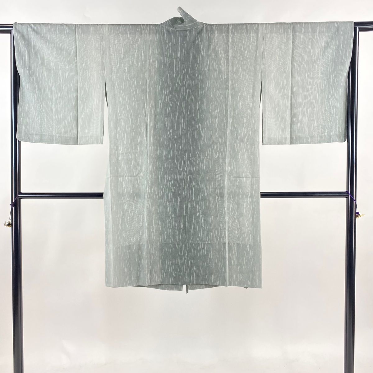 道中着 身丈102cm 裄丈65.5cm M 絽 和装コート 幾何学模様 ぼかし 灰色 正絹