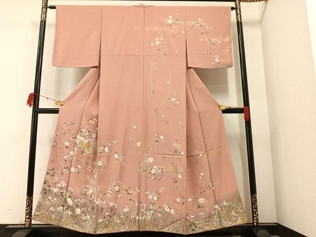 平和屋着物●訪問着　雪輪枝花文　金彩　ますいわ屋扱い　正絹　逸品　未使用　DAAV1161tw 平和屋着物○訪問着 雪輪枝花文 金彩 ますいわ屋扱い 正絹