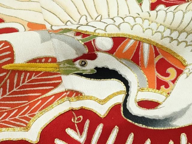 ロミナ✾m656＊美品 正絹 金駒刺繡 牡丹 桜 扇 振袖単品 ロミナ様専用✾m656＊美品 正絹 金駒刺繡 牡丹 桜 扇 振袖