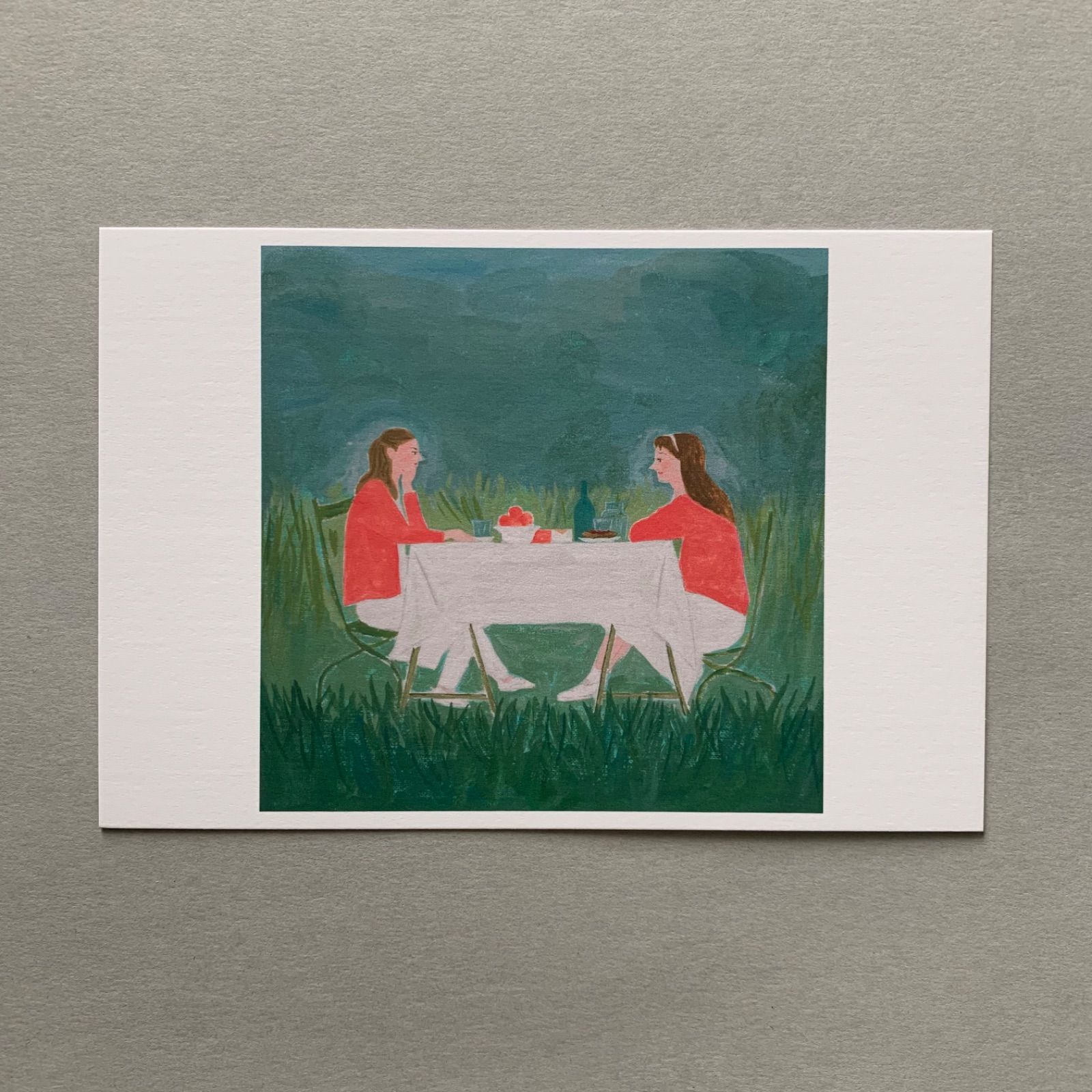 「レネットとミラベル」ポストカード３枚セット　パリ　シネマ　ワイン　食事　ディナー　庭　おしゃべり-1