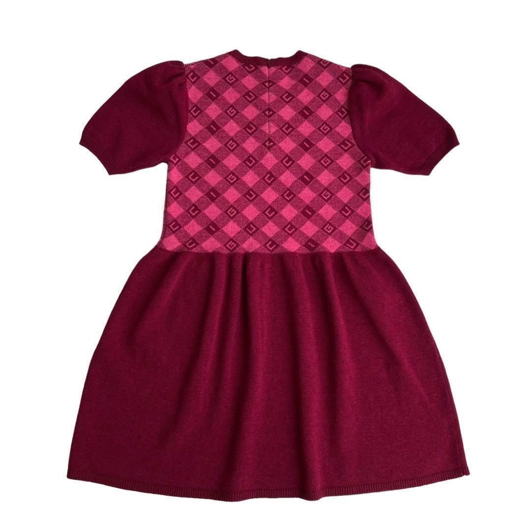 GUCCI 子供用 レッド ウール ドレス ワンピース 半袖 12