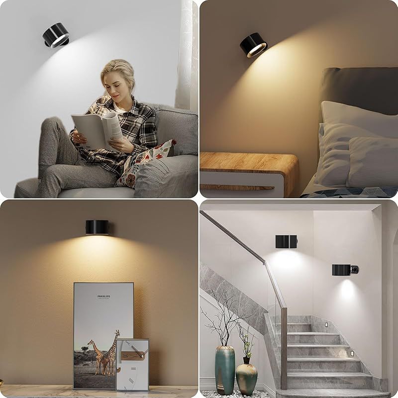 Feallive LED ブラケットライト (2個入り) スポット3段階調光調色 360