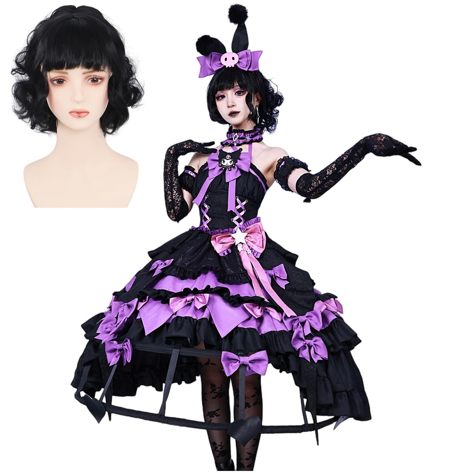 ♥ COSPLEE 第五人格 紅夫人xサンリオ クロミ コスプレ衣装 かつらをつけるアイデンティティー5 血の女王 マリー 紅夫人 女爵 コスプレ用 ハロウィン