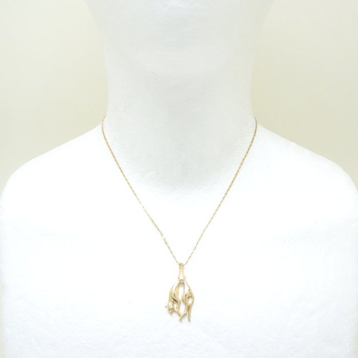 パンサー ネックレス 豹モチーフ 5.3グラム K18YG イエローゴールド