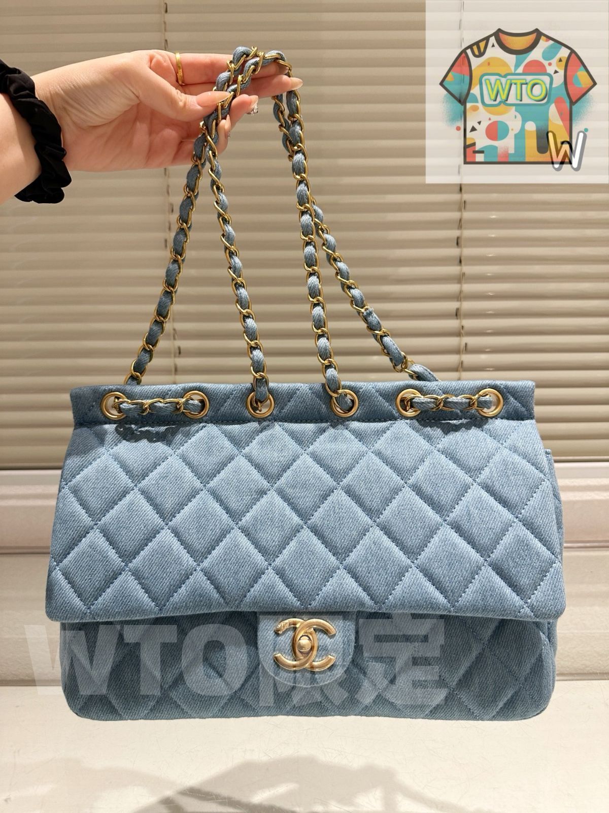 CHANEL ヴィンテージバッグ Chanel * 1997-1999 Blue Denim Small Classic Double Flap