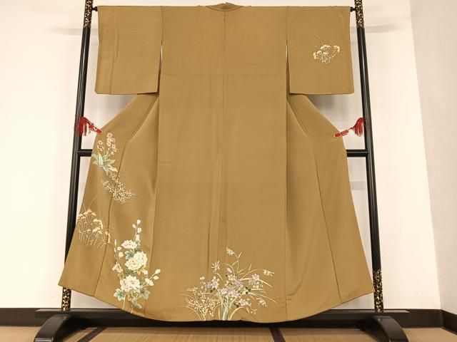 平和屋着物●訪問着　友禅　桐文　鬼しぼ縮緬　正絹　逸品　AABA3354ck 平和屋着物○訪問着 友禅 桐文 鬼しぼ縮緬 正絹 逸品 AABA3354ck