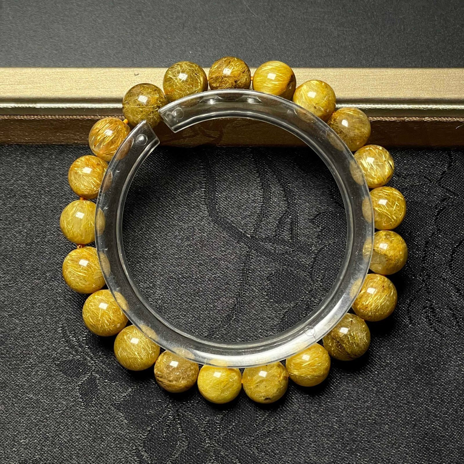 EU製 ! 満針ルチルクォーツ ブレスレット パワーストーン 天然石 金運 お守り プレゼント 8.8-9.6mm ZB9460