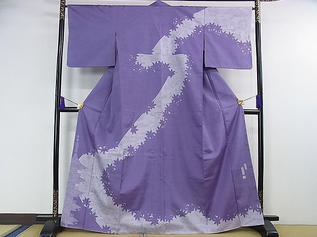 平和屋着物○手彫木版染 佐伯武晴 訪問着 紬地 風景文