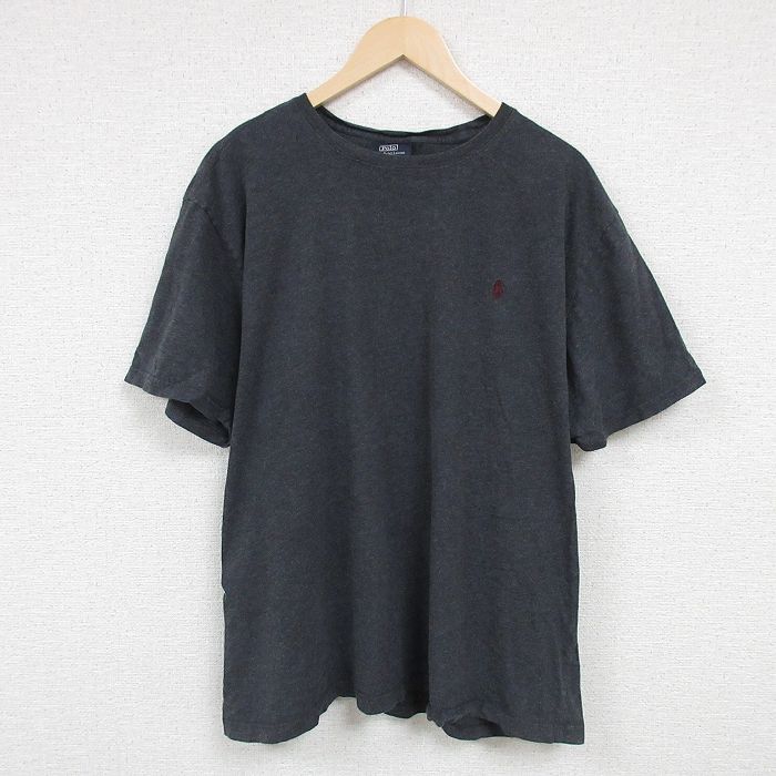 XL/古着 ラルフローレン Ralph Lauren 半袖 ブランド Tシャツ メンズ 90s ワンポイントロゴ 大きいサイズ コットン クルーネック グレー 霜