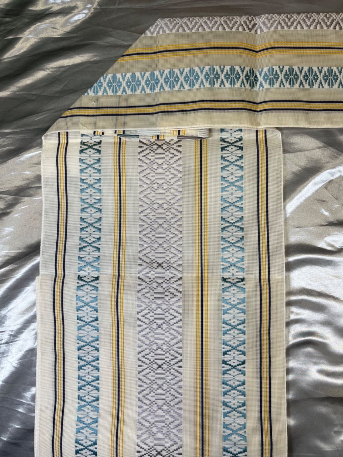 夏帯豪華絢爛綺麗美品長さ372cm紗白地博多名古屋正絹(新品) - メルカリ