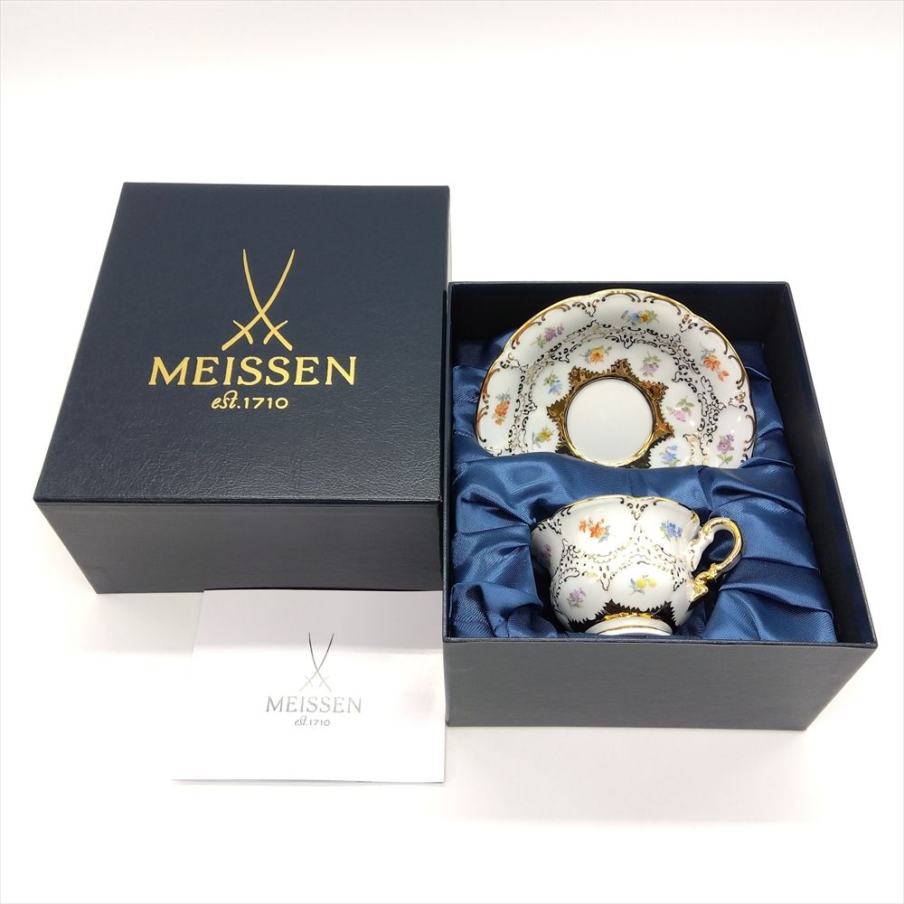 マイセン Meissen カップ＆ソーサ― 宮廷の小花 ティーカップ 陶磁器 マルチ 金飾 Bフォーム