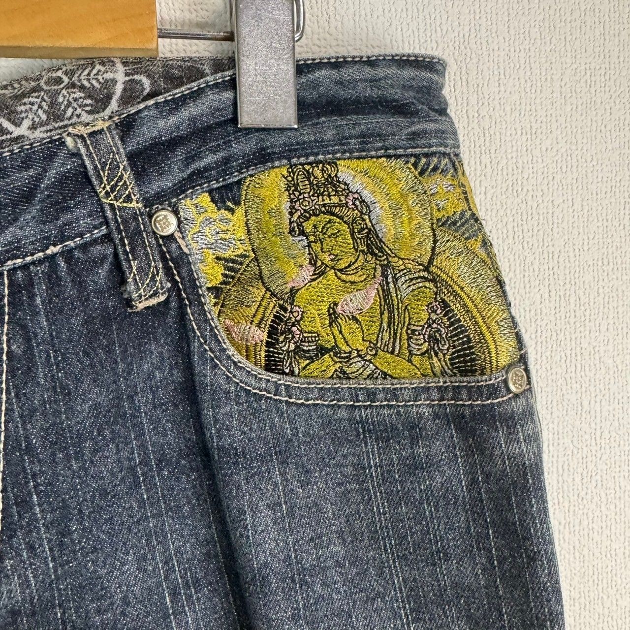 GUMU グム デニムパンツ ジーンズ 刺繍 和柄 インディゴ Mサイズ 