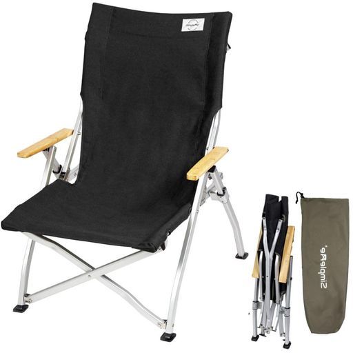 Simplemeアウトドアローチェアハイバック軽量アルミ折りたたみキャンプハイバックローチェア収きコンパクト携帯耐荷重120KG座高31cm釣りアウトドアキャンプに適しています(ブラック)