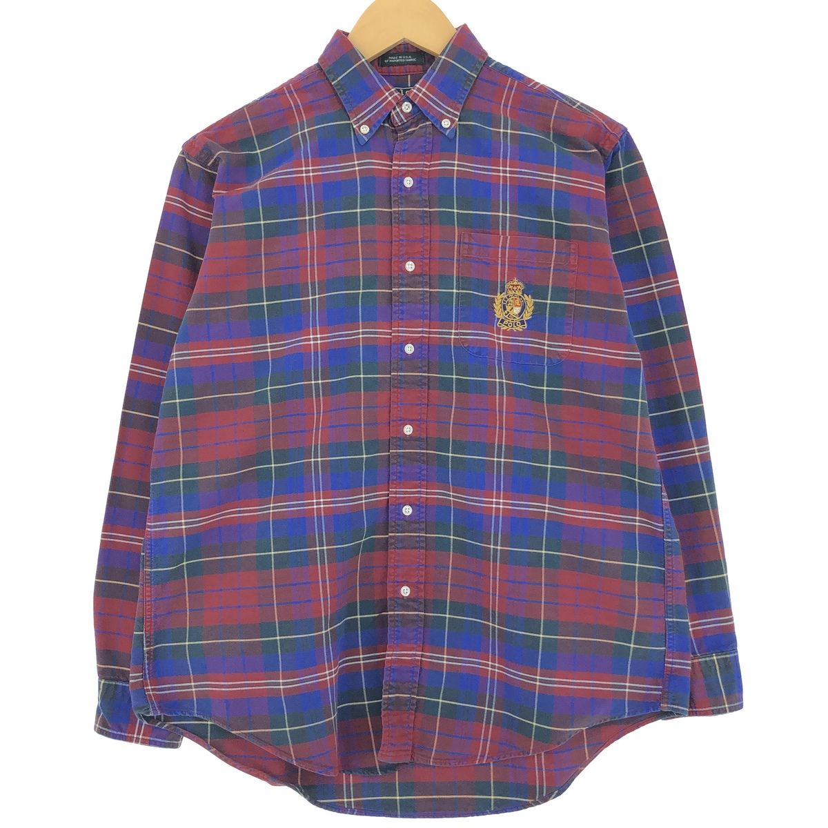 古着 80年代 ラルフローレン Ralph Lauren POLO by Ralph Lauren オックスフォード 長袖 ボタンダウンチェックシャツ USA製/eaa428656