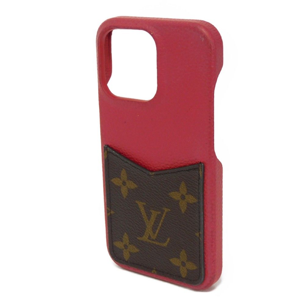 LOUIS VUITTON ルイ ヴィトン iPhone バンパー 13 Pro LVロゴ フラワー ブラウン レッド モノグラム スカーレット スマホケース M81225