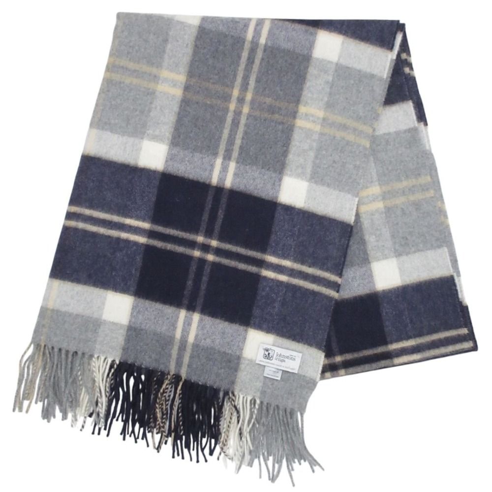 Johnstons マフラー カシミア100% ストール 大判 ネイビー