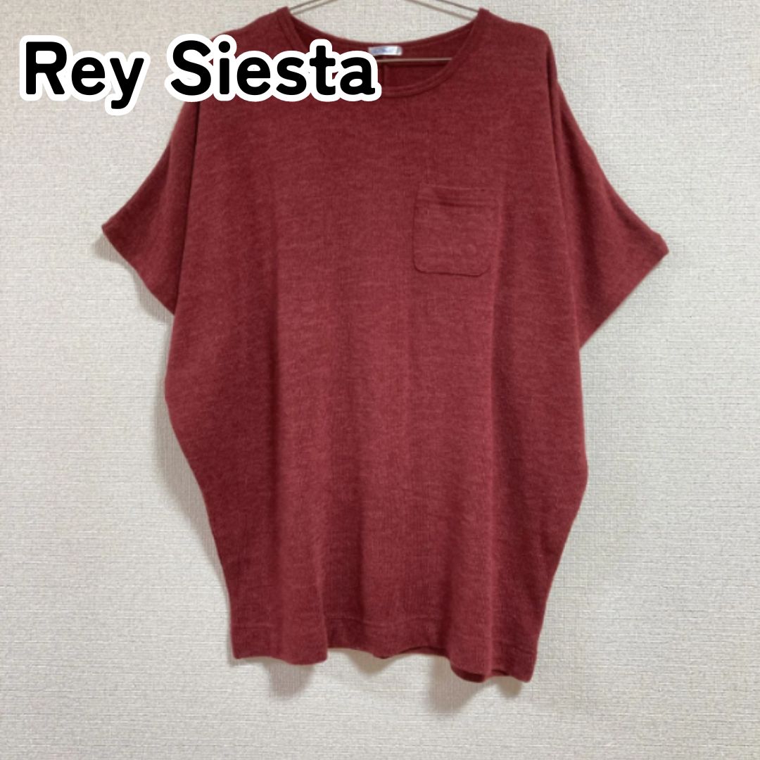 Rey Siesta レイシエスタ M L ワインレッド ラウンドネック 半袖