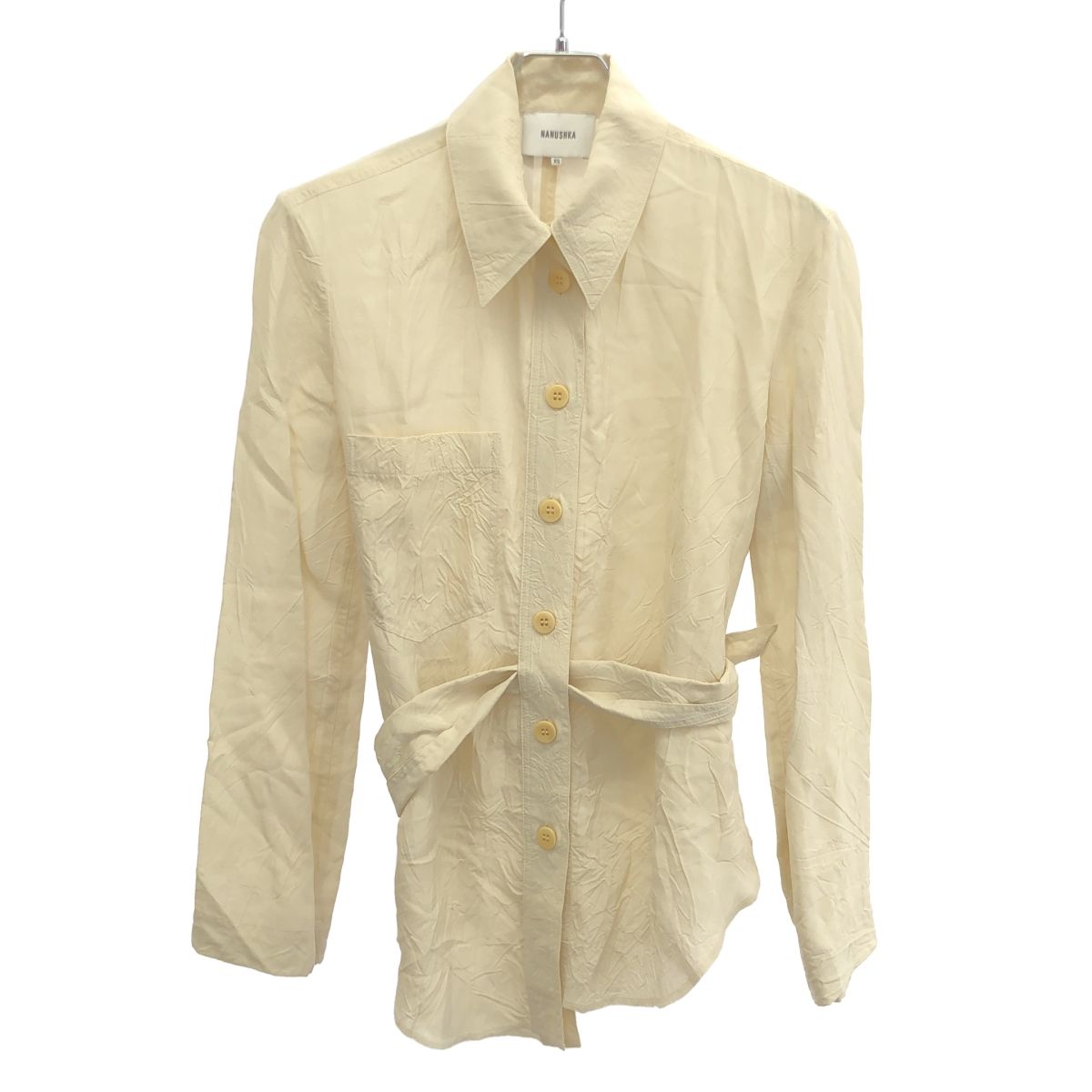 Nanushka ナヌーシュカ ベルテッドレーヨンシャツ ベージュ XS