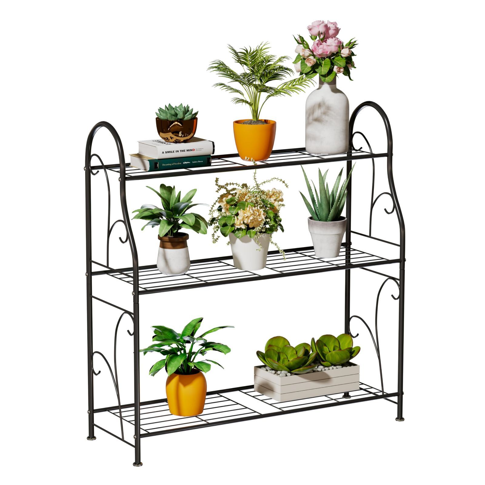 【人気商品】多機能収納ラック 3段 フラワースタンド盆栽棚 植物棚 園芸ラック 花台 フラワーラック 鉢植え スタンド 多肉植物棚 屋外 室内 WHIFEAガーデンラック シューズラック アイアンア