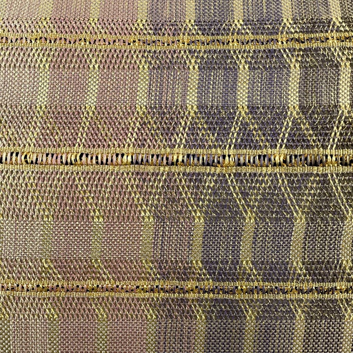 袋帯 美品 秀品 縞 幾何学模様 金糸 金色 お太鼓柄 正絹 【中古