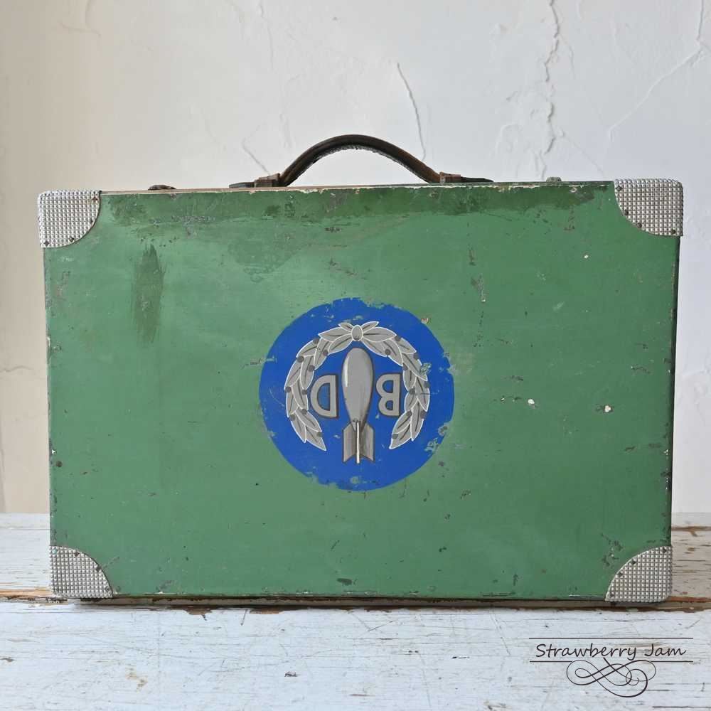 L3612-33 英国アンティーク トランク レザー 収納 かばん イギリス軍