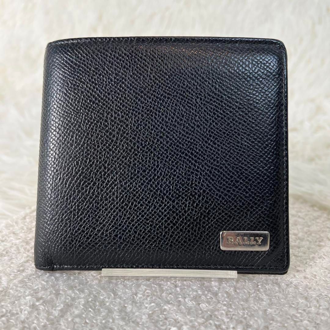 美品 BALLY 二つ折り財布 レザー パスケース ロゴプレート