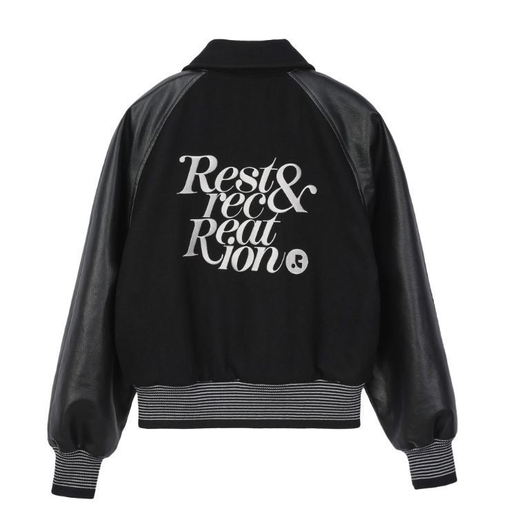 【新品未使用】Rest&Recreation RR LOGO WOOL BOMBER JACKET  RRロゴウールボンバージャケット BLACK