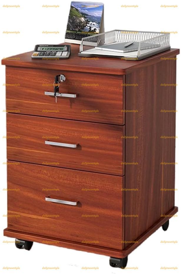 人気推薦◇デスクキャビネット 木製 3段引き出し可動式