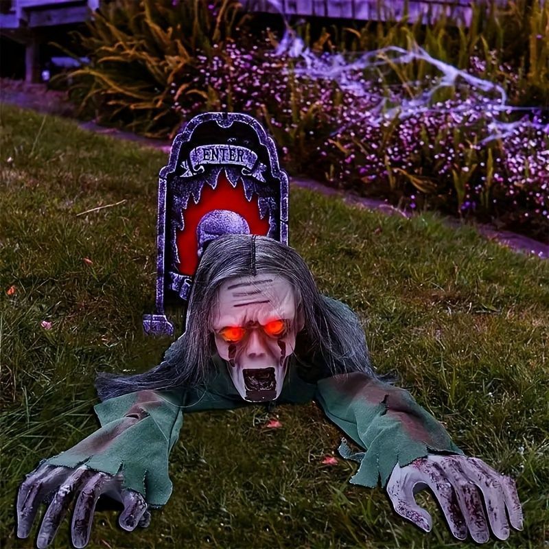オブジェ ゾンビ ユニーク 電動 インテリア 置物 ハロウィン ハロウィーン イベント 装飾 幽霊 ゴースト デコレーション お化け屋敷 4-7