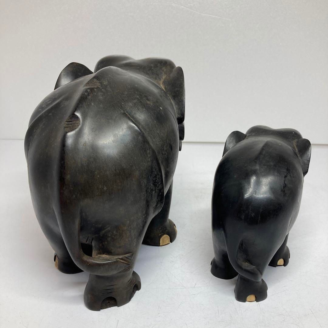時代　黒檀　象　親子　置物　共箱　3525g  東さ5-0517② 時代 黒檀 象 親子 置物 共箱 3525g 東さ5-0517② - メルカリ